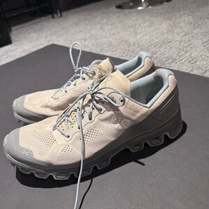 On Running Light Blue and Beige Sneakers